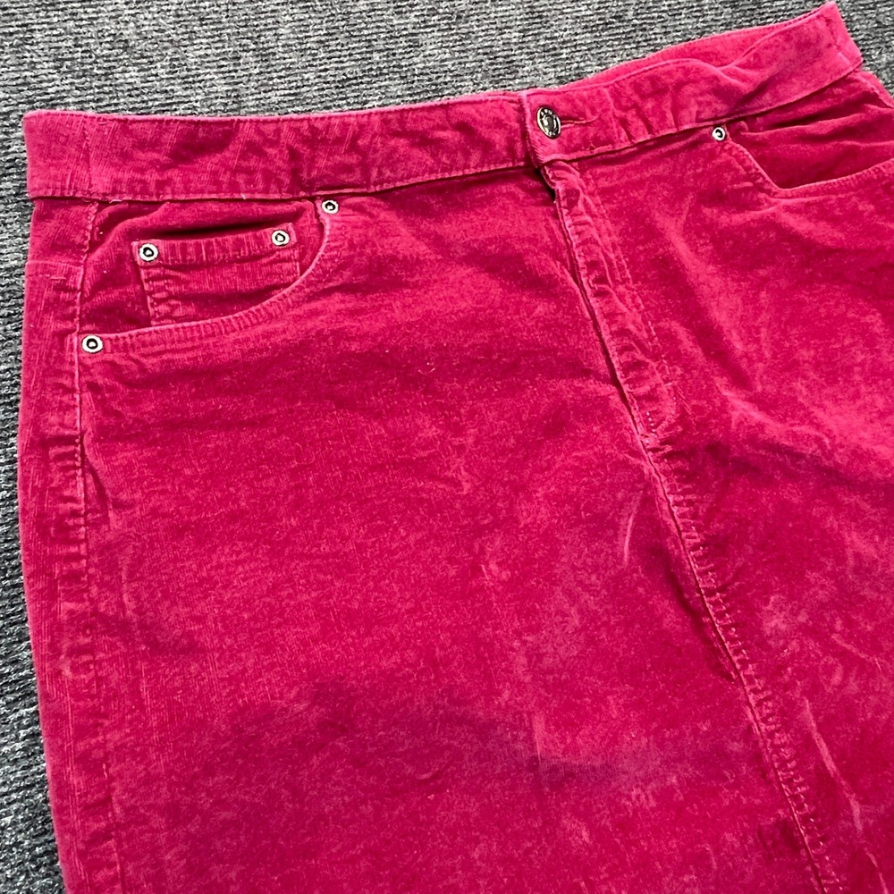 Laura Scott Woman Pink Corduroy Skirt Womens L Stretch Preppy Academia Staple
